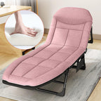 Folding Sun Lounger, 5-Position Adjustable Sunbed Padded Lounge Chair for Garden, Beach, Heavy Duty Reclining(Pink)