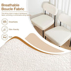 HOMMPA Dining Chairs Set of 4 Boucle Upholstered Kitchen Chairs with Curved Backrest Modern Dinner Chair with Metal Legs for Dining Room Living Room Vanity White
