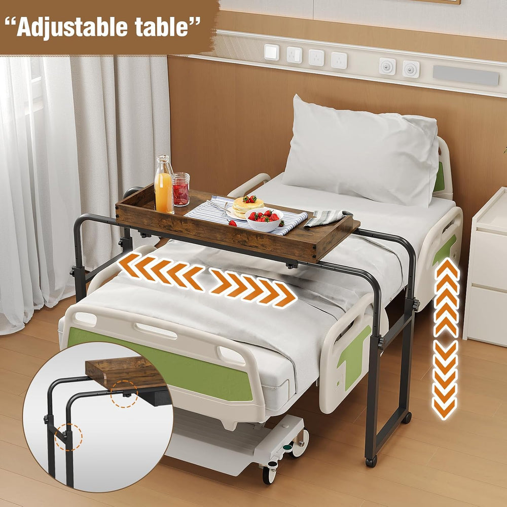 GiftGo Over Bed Table with Wheels, Recliner Table Bed Desk, Adjustable Height...