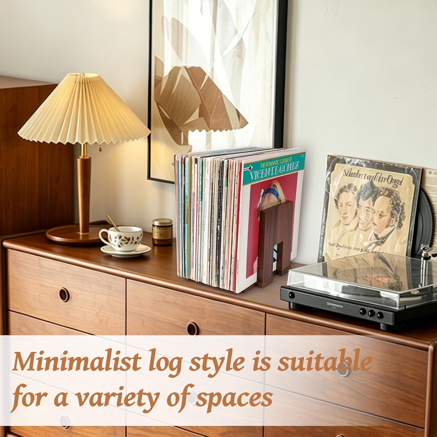 Vinyl Record Holder, A Retractable Vinyl Holder that Can Keep Records Stored Upright. Crafted from Walnut Wood,Record Holder Can Hold Up to 70 Records and is Suitable for Record Display (walnut wood)
