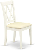 East West Furniture CLC-LWH-C Clarksville Kitchen Dining Chairs - Linen Fabric Upholstered Wood Chairs, Set of 2, Linen White