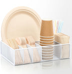 Utensil Caddy for Party - Paper Plate Holder ,Utensil Silverware Caddy Utensil Holder Paper plate Organizer with 6 Compartments for Party, Camping, Picnic