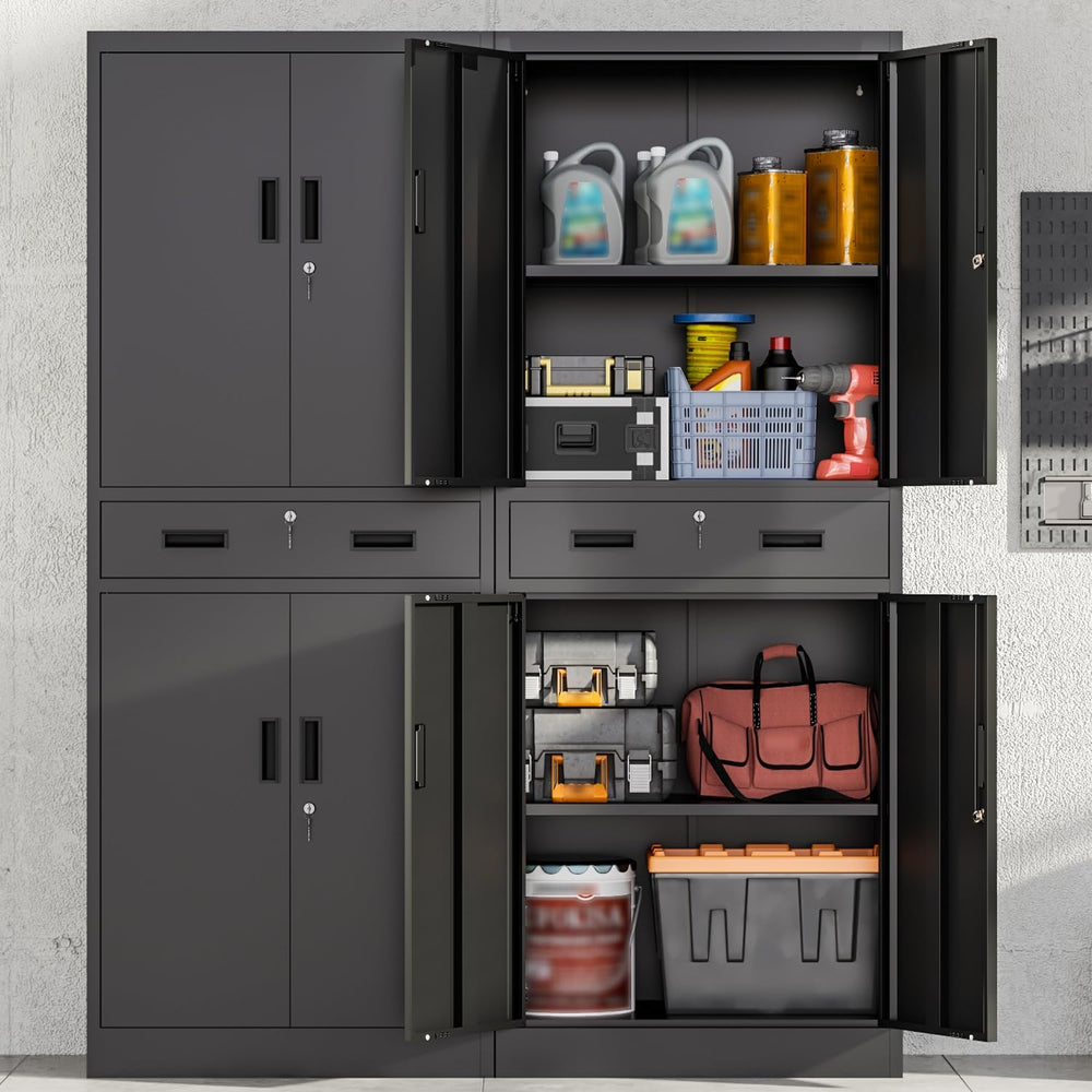 Wanfu Metal Storage Cabinet, 71" H x 28" W x 16" D Locking Sto...