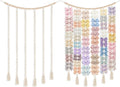 Dahey Macrame Bow Holder Hanging Hair Bow Organizer for Baby Girls Boho Wall Decor Handmade Headband Holder with wood beads Storage Hair Clips for Baby Nursery Room,1 PCS, Clips and Bows Not Included
