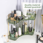 Corner Bathroom Countertop Organizer, Vanity Trays for Counter, Makeup Organizers, Perfume Tray, Kitchen Spice Rack, (Green, 2 Tiers)