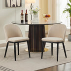 Upholstered Dining Chairs Set of 2,Modern Fabric Kitchen Side Chairs with Thick Cushions and Wood Legs,Comfy Dining Room Chairs with Curved Backrest for Restaurant/Cafe, Beige