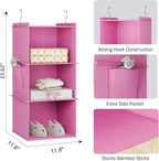 YOUDENOVA Hanging Closet Organizer, 3-Shelf Closet Hanging Storage Shelves, Light Pink