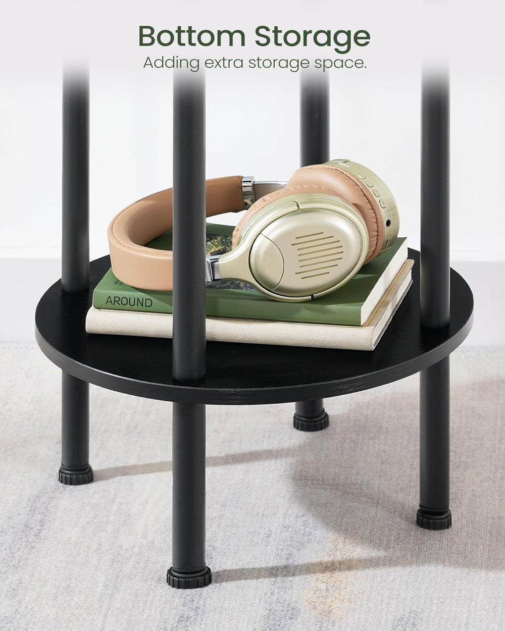 CHOEZON Round Side Table, 2-Tier End Table, Small Round Nightstand with Sturd...