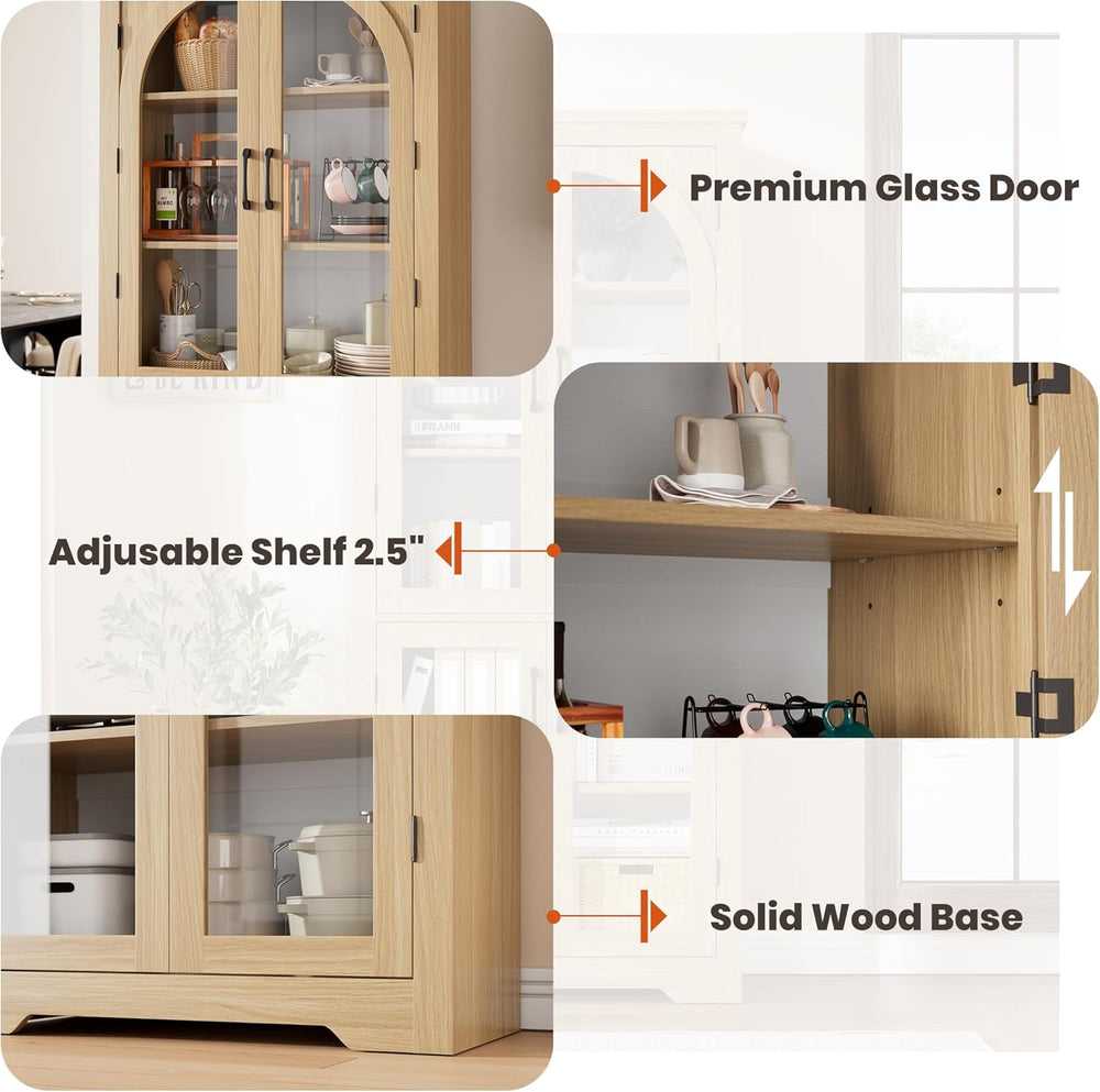 70" Kitchen Pantry Storage Cabinet - Modern Display Pantry Storage with ...