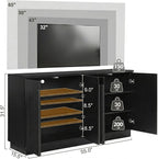 Yechen Fluted Black TV Stand with Arched Reeded Design Doors, Modern Entertainment Center with Storage for Up to 65 Inch, TV Media Console, TV Cabinet for Living Room, Bedroom(1 PCS)