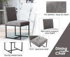 CIMOTA Modern Dining Chairs Set of 2, Leather Dining Room Chairs Upholstered Mid Century Armless Guest Side Chair with Black Base for Dining Room/Kitchen, Vintage Grey 2PCS