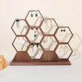GemeShou hexagonal jewelry earring display stands for selling, wooden necklace jewelry organizer hanging, walnut earring hanger dangle holder for show, home decor【Jewelry shelf-Hexagon】