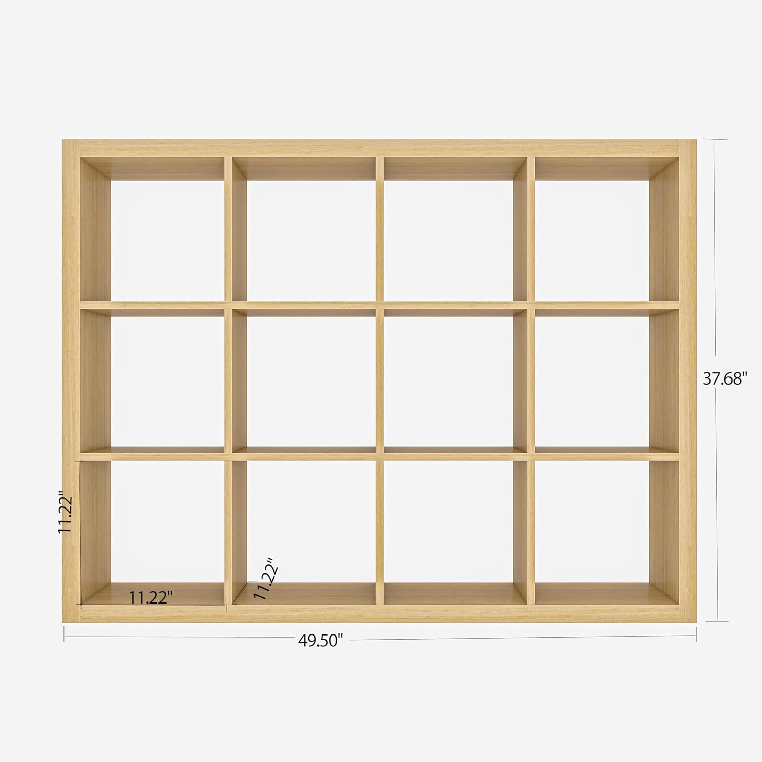 furtble Bookshelf with Storage Bins, 12-Cube Storage Organizer, Modern Wood Open Bookcase, Multifunctional Display Shelf for Living Room, Bedroom, Home Office, Oak