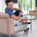 Remote Control Holder for Armchair，Couch Caddy Organizer TV Remote Holder for Bed Storage 5 Pockets，Remote Caddy Bedside Organizer Bedside Table Organizer (LightGray, 35''x18'')
