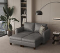 SITJOY 65" Faux Leather Modular Sectional Sofa with Storage, Mid Century Modern Sectional Couches for Living Room, Soft Padded Armrests, 4 Seat Couch Bed, Gray