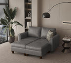 SITJOY 65" Faux Leather Modular Sectional Sofa with Storage, Mid Century Modern Sectional Couches for Living Room, Soft Padded Armrests, 4 Seat Couch Bed, Gray