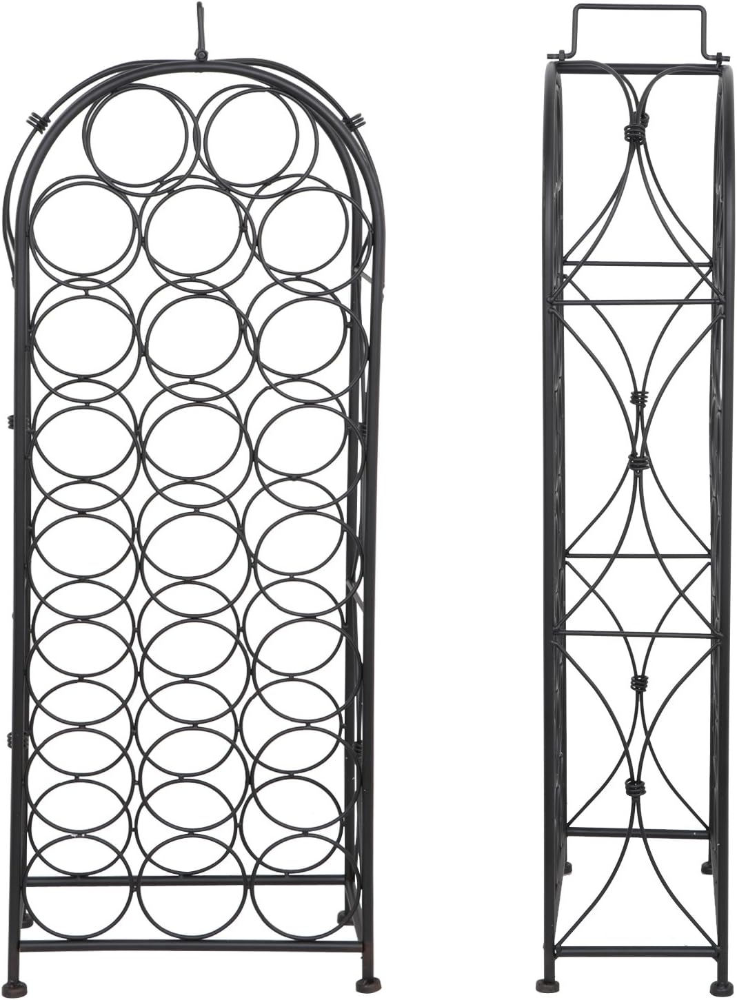 F2C 23 Bottles Wine Rack Stand Floor Wine Holder Metal Construction Free Standing Elegant French Style