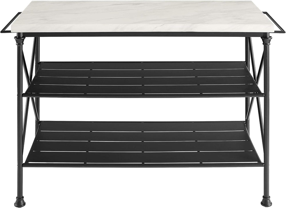 Crosley Furniture Madeleine Kitchen Island with Shelves for Storage, Microwav...