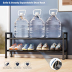Abiglifty 2-Tier Expandable Shoe Rack,17"-33" Adjustable Shoe Rack for Closet,Metal Shoes Shelves for Front Door Entrance, Garage & Corridor, Free Standing Shoe Holders, Easy to Assemble,Black