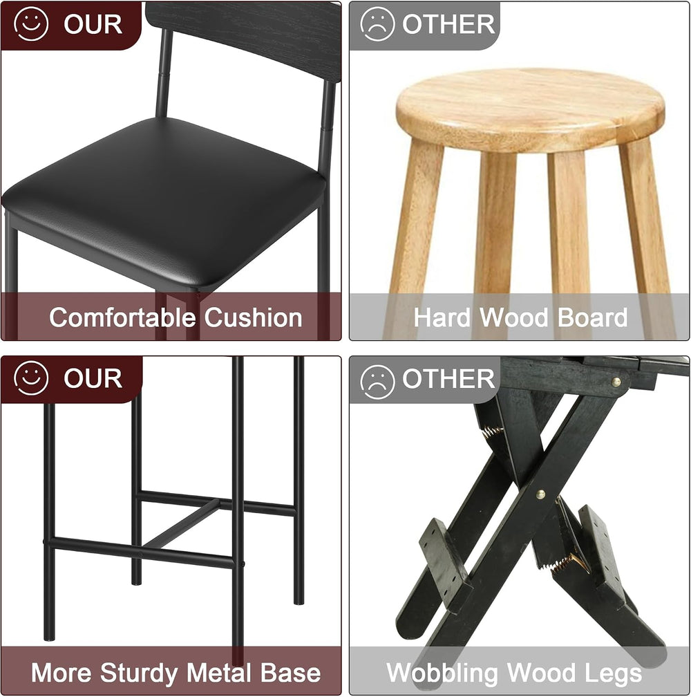 IDEALHOUSE Dining Table Set for 2, Counter Height Kitchen Table and Chairs, B...
