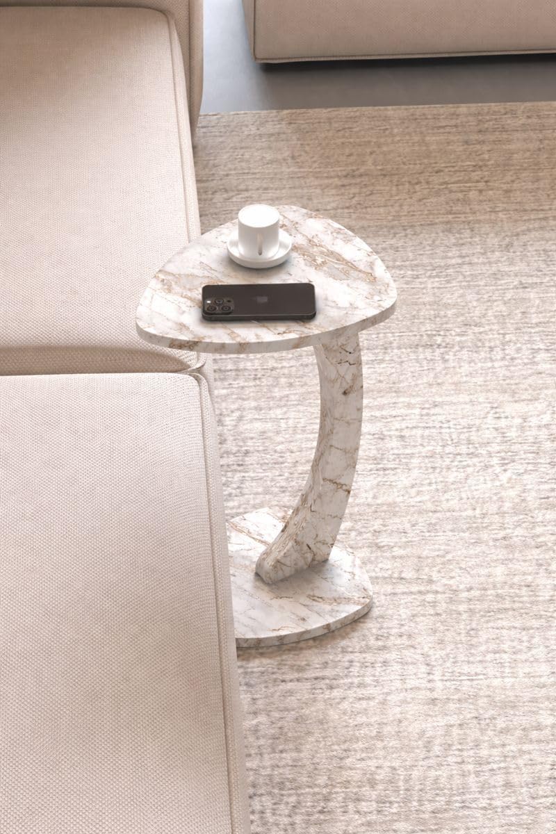 C Shaped Triangular Top Table for Couch Small Places, Space Saver Sheild Top ...