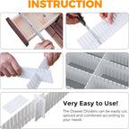 ALBAD Plastic Drawer Dividers Adjustable Drawer Organizer Dividers Separator for Tidying Clutter/Cutlery/Underwear/Socks/Clothes/Dresses/Boxes/Bins in Kitchen Bathroom Bedroom Office
