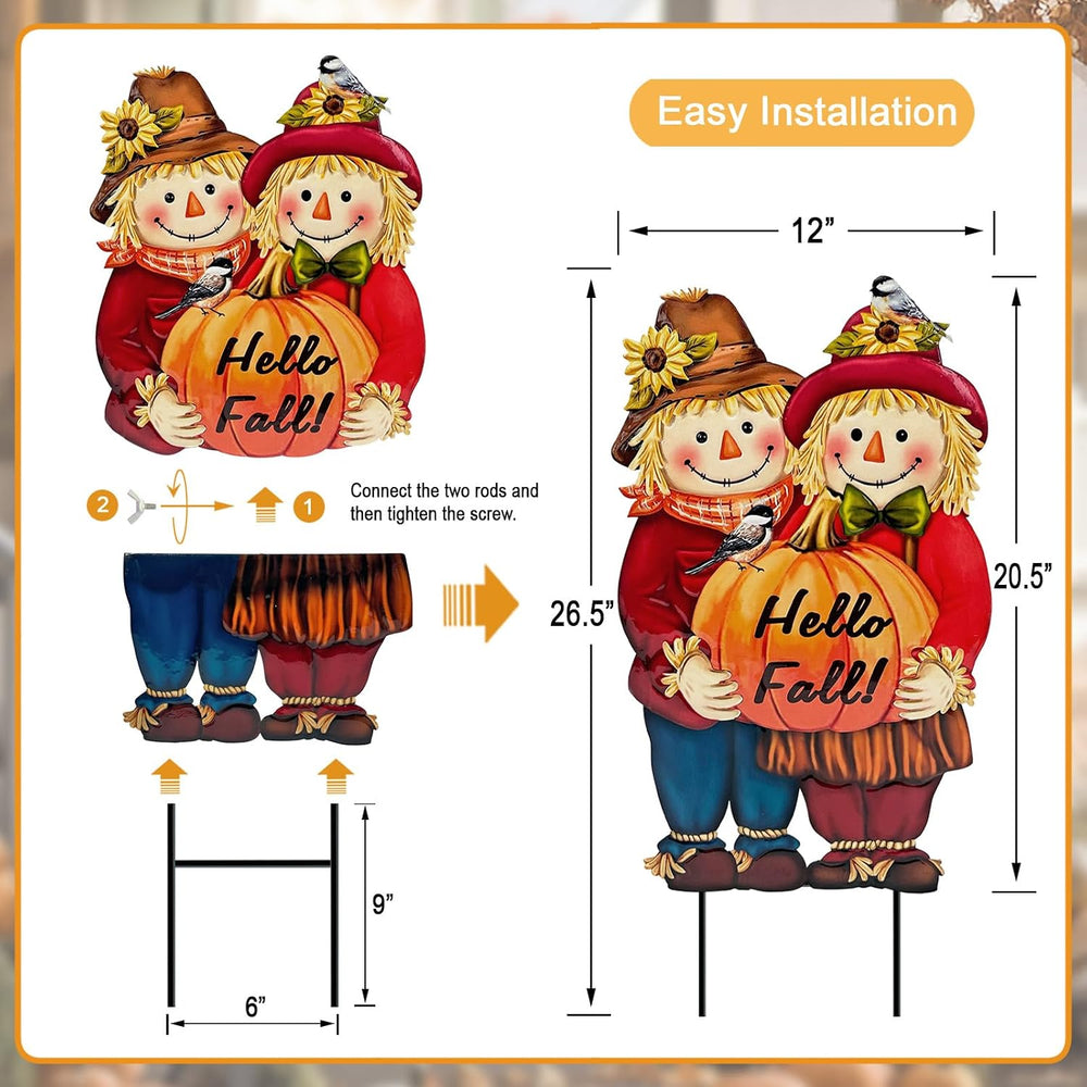Fall Decorations Outdoor,Thanksgiving Scarecrow with Pumpkin Garden Decor