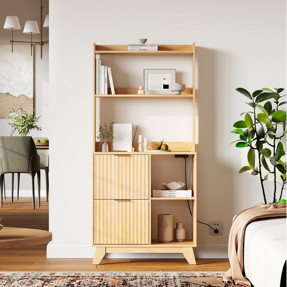 VINGLI Tall 2 Drawer File Cabinet with Adjustable Shelves, Home Office Filing...