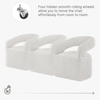 Upholstered Dining Chairs with Casters, Modern Barrel Side Armchair with Rollers for Dining Room, Bedroom, Kitchen, Reading Room, Beige, Set of 4
