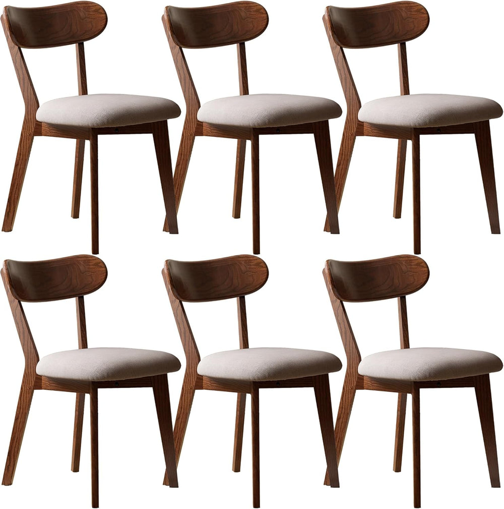 Modern Solid Wood Dining Chair Set of 6, Kitchen Dining Room Chair with Uphol...