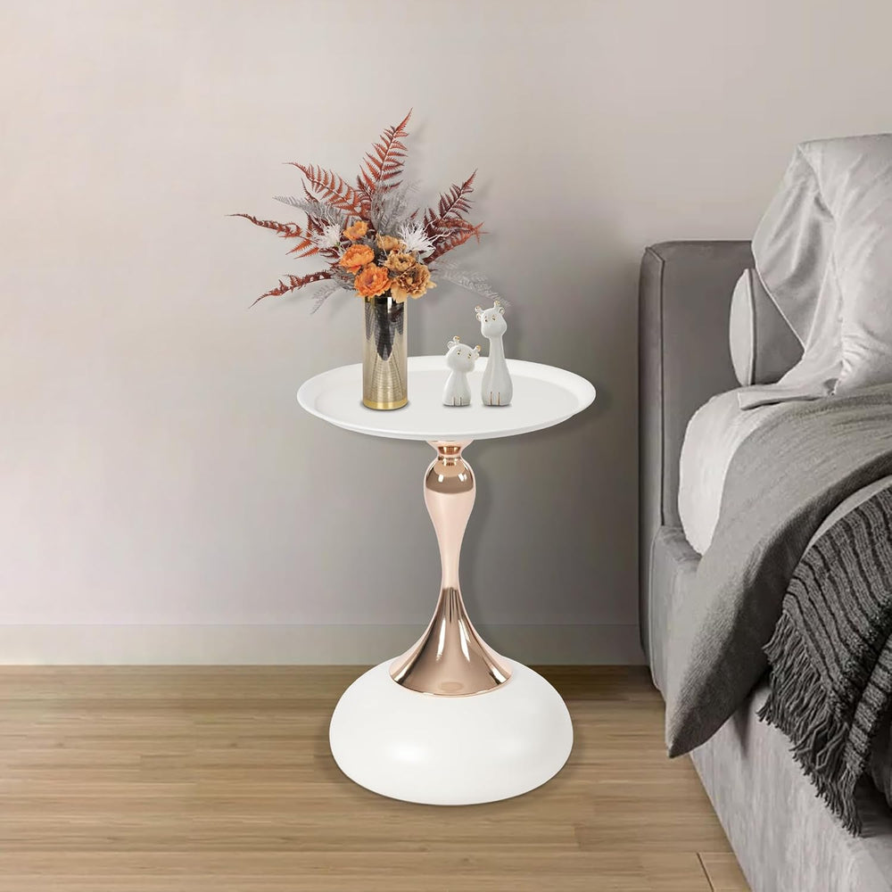 Xuthusman Round Side Table,Metal End Table with Mermaid Pillar Modern Nightst...
