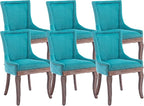 Modern Dining Chairs Set of 6, High Back Dining Chairs Side Chairs with Solid Wood Legs, Upholstered Fabric Dining Room Chairs for Dining Room Kitchen, Lake Blue