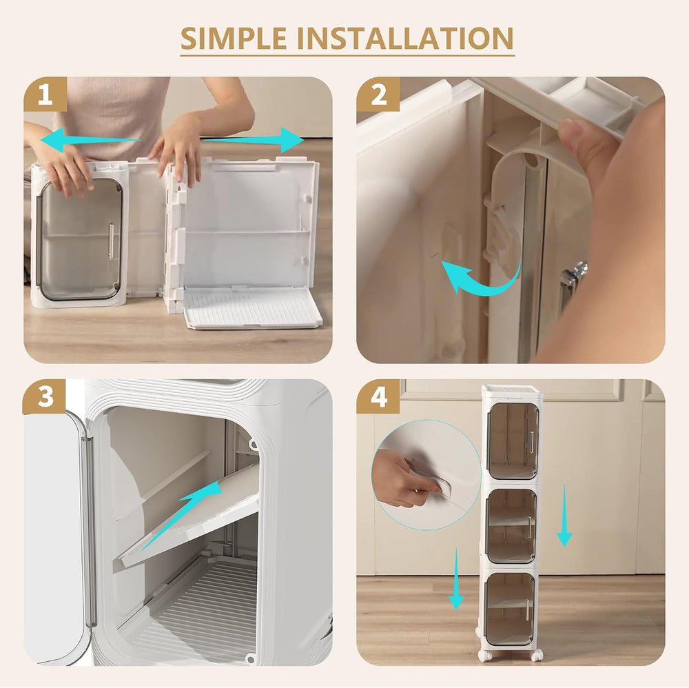 Narrow Slim Bathroom Storage Cabinet with Wheels, 4-Tier White | Tool Free As...