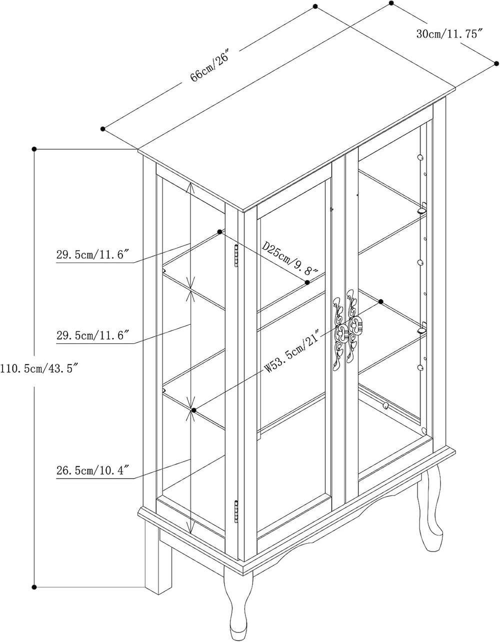 Ball & Cast Lighted Curio Cabinet,3-Tier Glass Display Cabinet with Adjus...