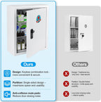 Wall Mounted Metal Medicine Cabinet with Key Lock, First Aid Medication Storage Box, White (Small)
