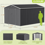 10x14 FT Metal Storage Shed, Outdoor Tool Sheds with Lockable Door, Large Heavy Duty Tool Sheds, Outside Waterproof Storage Building