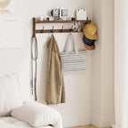 AMBIRD Wall Hooks with Shelf 28.9inch Entryway Wall Hanging Shelf, Wood Coat Hooks, Coat Rack Wall Mount Rack with 5 Dual Hooks, Glasses Organizer and Hat Organizer