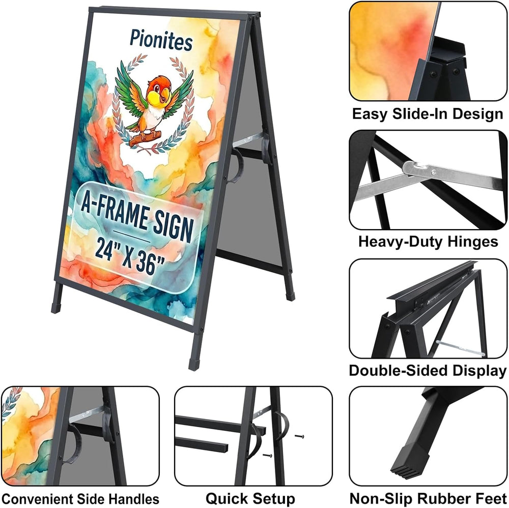 Pionites Heavy Duty Slide-in Folding A Frame Sign Sidewalk Sign 24x 36 Inch S...