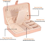 LANDICI Small Jewelry Box for Women Girls, PU Leather Travel Jewelry Case, Portable Jewelry Organizer Storage Holder Display for Ring Earrings Necklace Bracelet Bangle Men Kids Gift, Pink