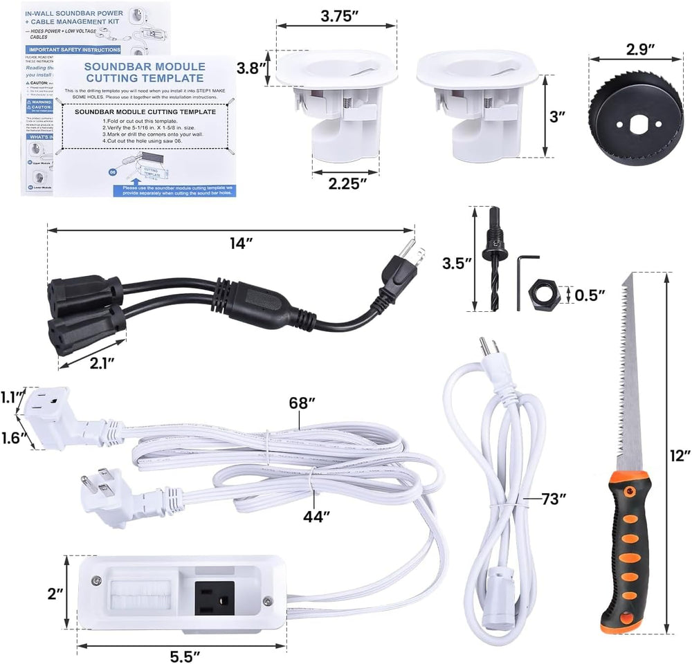 in Wall Cable Management Kit for TV & Soundbar - Cord Hiding for Wall, Hi...