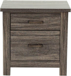 2 Drawers Nightstand in Brown Finish,for Small Spaces
