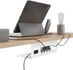 Under Desk Cable Management Tray, 15.7 Inches Metal Cord Organizer Rack, Desk Tray for Power Strip, Cord, Wire, Easy Mounting Cable Management Under Table for Home Office, White
