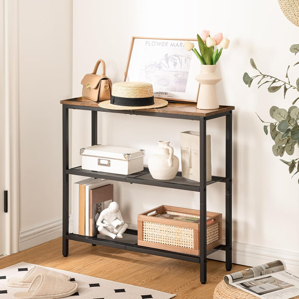 HOOBRO 29.5" Narrow Console Table, 3-Tier Entryway Table, Thin Sofa Tabl...