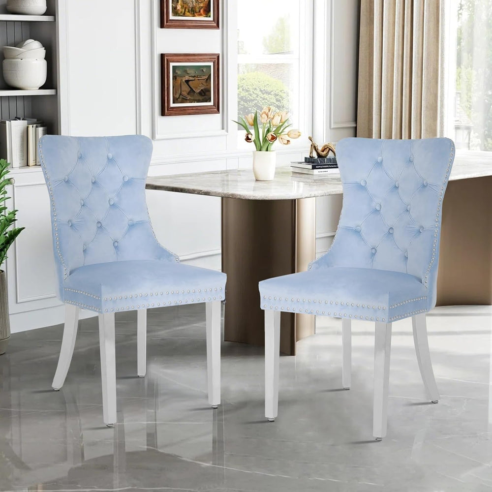 Velvet Dining Chairs Set of 4,Upholstered Dining Room Chairs with Stainless S...
