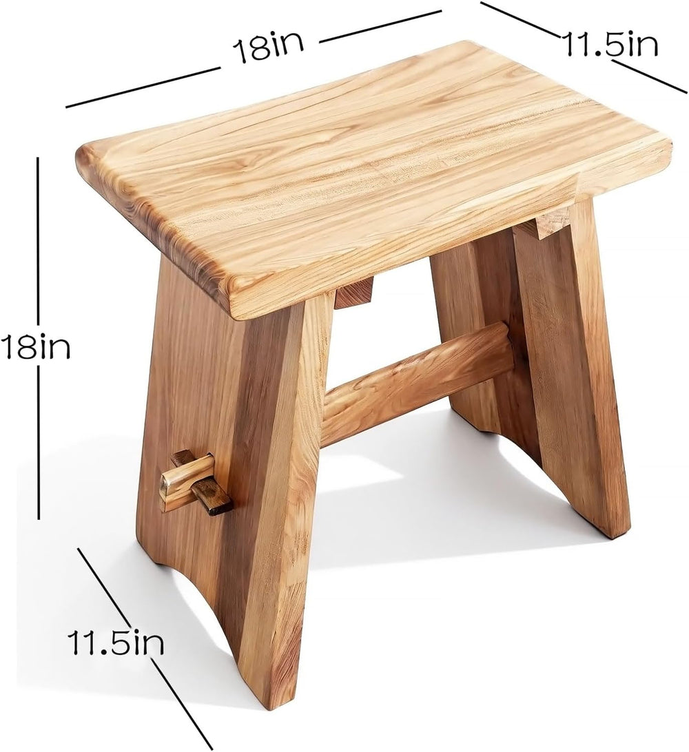18" Teak Shower Bench Solid Wood Stool 800 lb Rustic Waterproof Seat