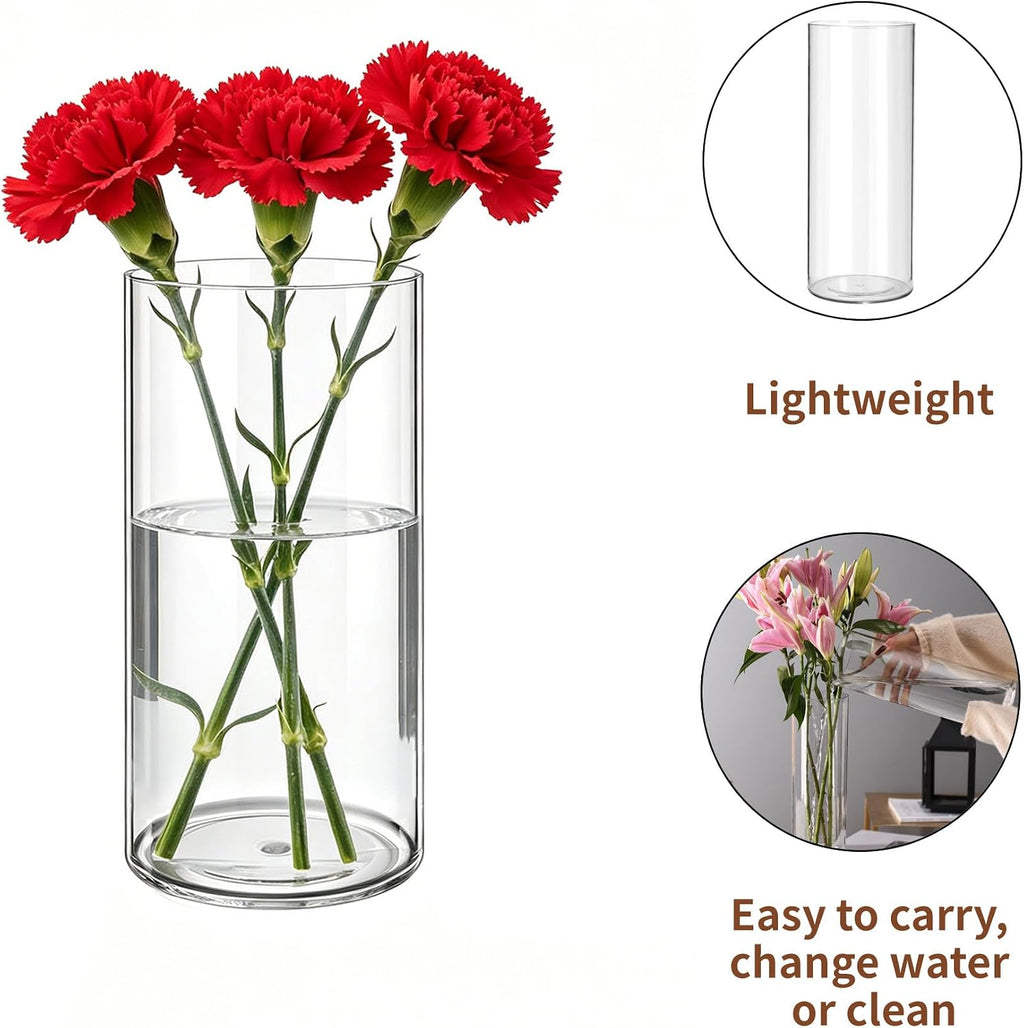 4 Pack Acrylic Cylinder Vases for Centerpieces,5x10 inch Tall Clear Flower Vase, Unbreakable Vases,Hurricane Candle Holders Floating Candle Vase for Wedding Dinner Table Party Living Room Decor