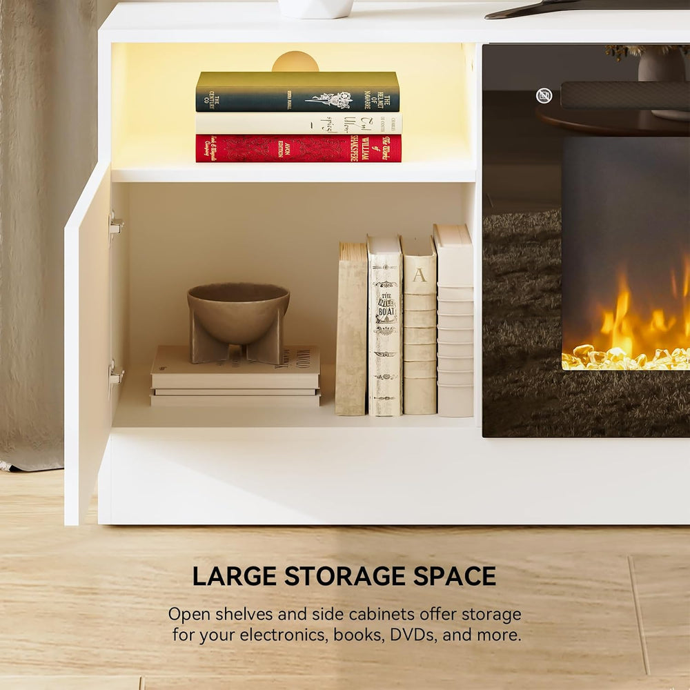 70" TV Stand with 36" Electric Fireplace, Large Modern Media Entert...