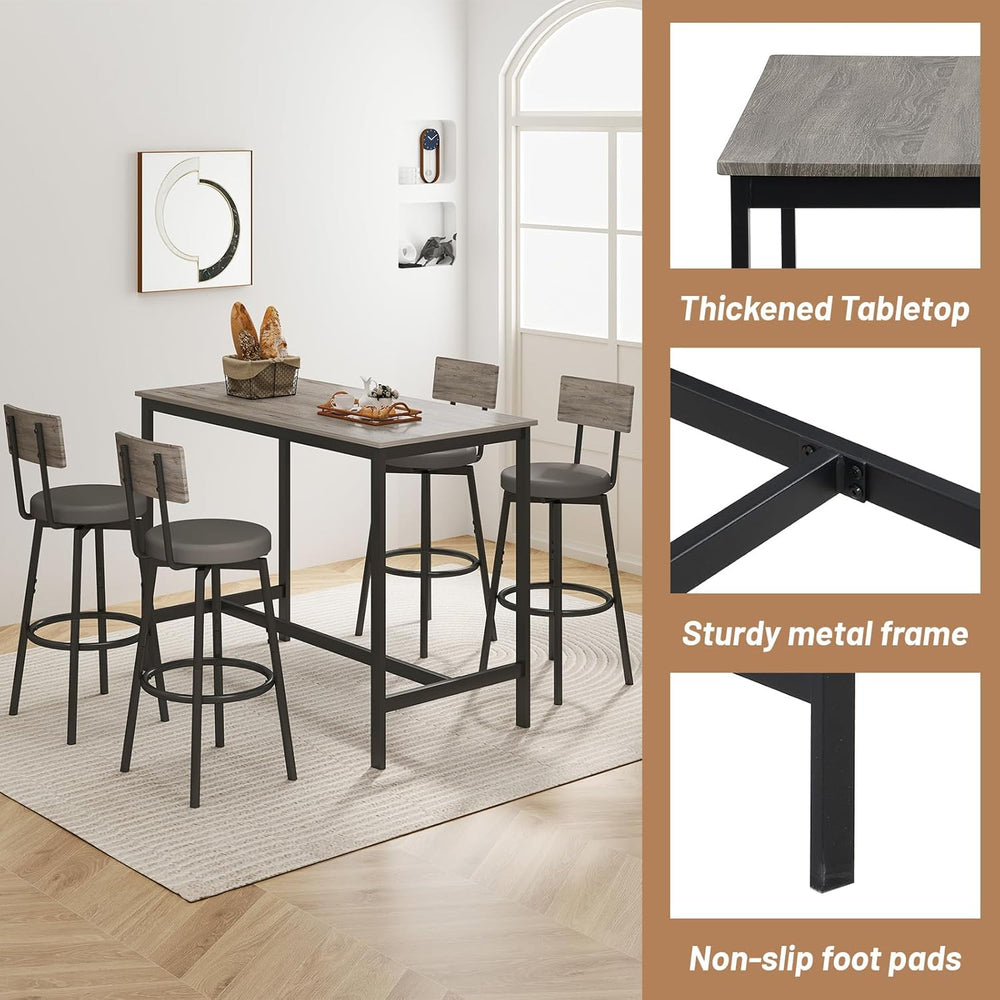 Zevemomo Dining Table Set for 4, 5-Piece Bar Table Set, Kitchen Table and Cha...