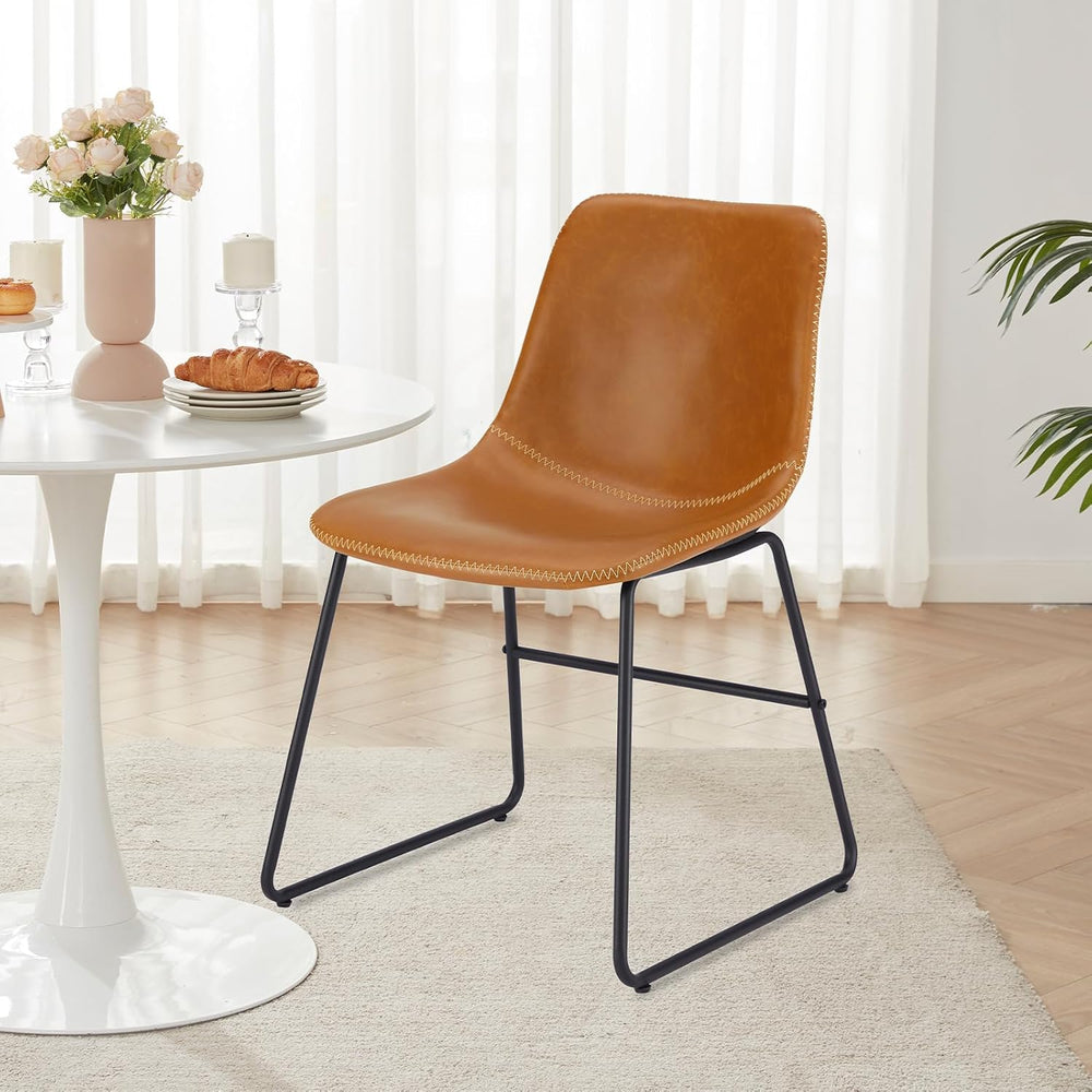 Soohow Mid-Century Modern Dining Chairs Set of 4, Faux Leather Upholstered Ki...