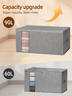 90L King Size Comforter Storage Bags with Rigid Panel,Large Blanket Storage Organizer for Closet,Bedding Sets Stackable Container with Clear Window & Smooth Zippers,Foldable Clothing Storage Bin,2Pack